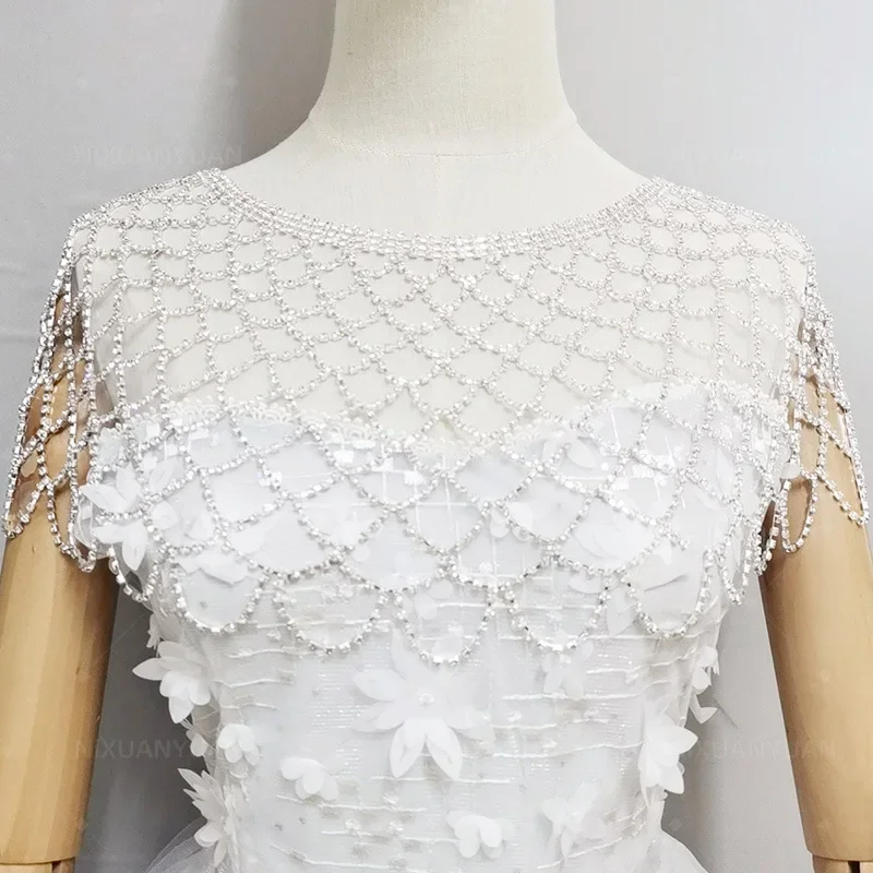 Wedding Accessories See-through Bolero Cover Shoulders Stoles for Party Dresses Bridal Coat with Rhinestones Shrugs for Women