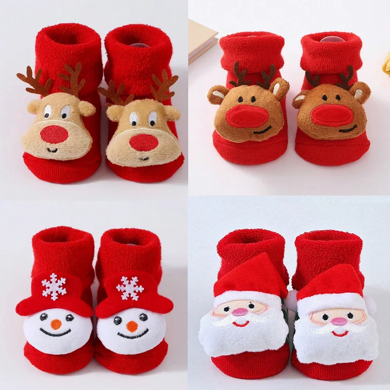 

Baby Socks Christmas Snowman Santa Claus Deer Autumn and Winter Thick Warm Baby Knitted Socks Children's Floor Floor Socks