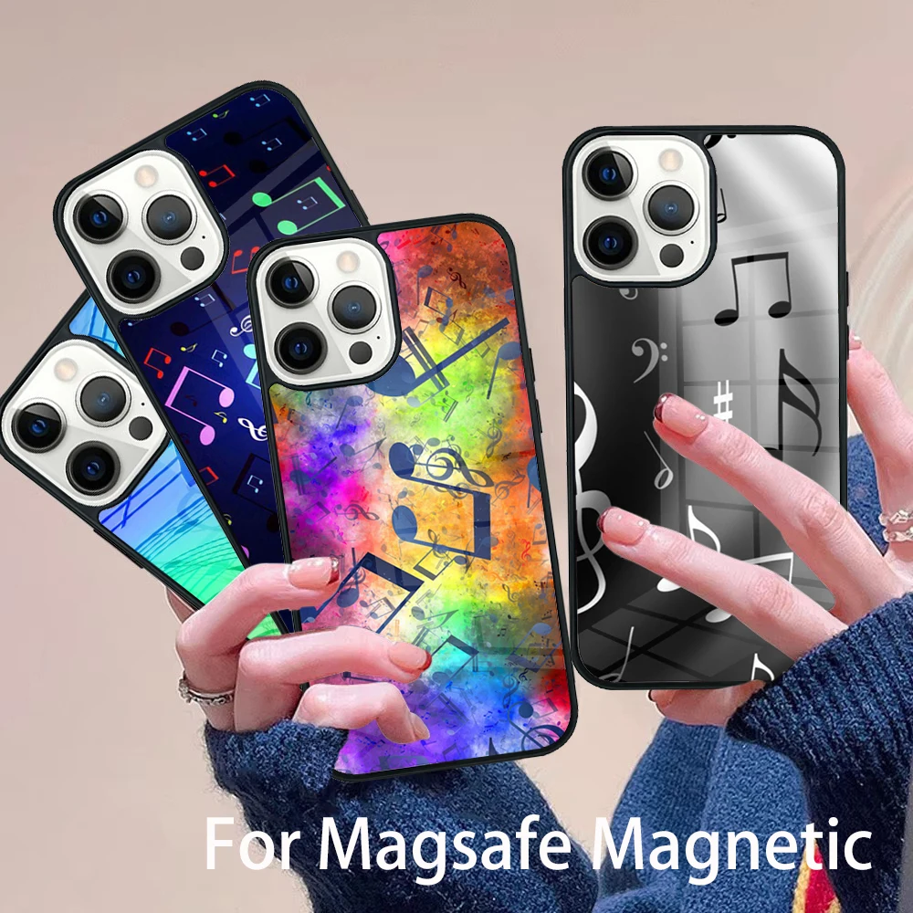 

Music Note Musical Treble Clef Phone Case Magesafe Magnetic Wireless Charge Cover For IPhone 16 11 12 13 14 15 Pro Max Plus Mini