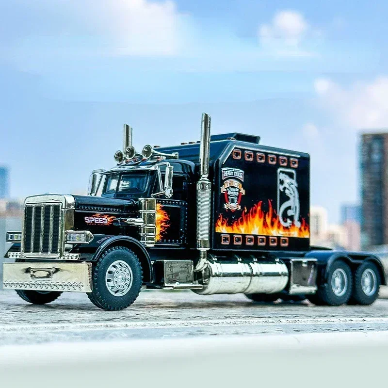 

1:24 PETERBILT 389 Optimus Prime Prototype Alloy Trailer Head Car Model Diecasts Toy With Sound and Light Vehicles Toys For Kids