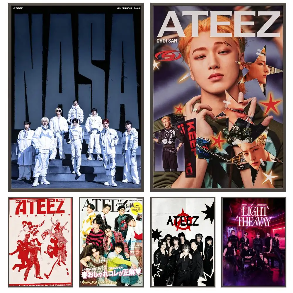 music ATEEZ Poster Poster HD Waterproof Self Adhesive Wall Art Print Decor for Bedroom Living Room Gift