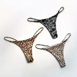 Bawełniane Leopard G String majtki damskie seksowne figi stringi niskiej talii T-back bielizna bikini bezszwowa bielizna damska rozmiar S-XXL