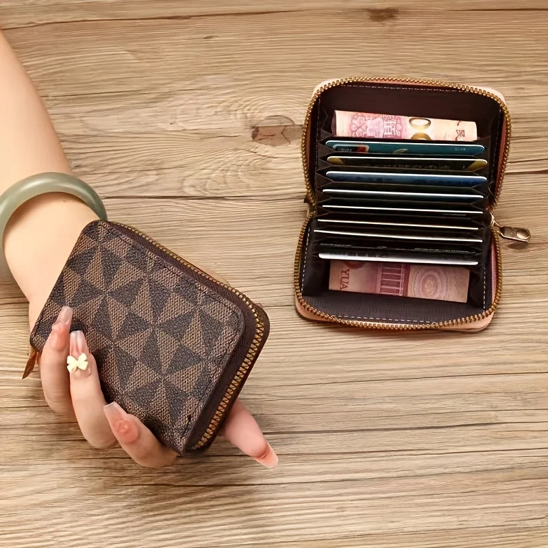 

Классический мини-кошелек в ретро-стиле, универсальный, с застежкой-молнией, отделением для монет и множеством слотов для кредитных карт, для женщин.