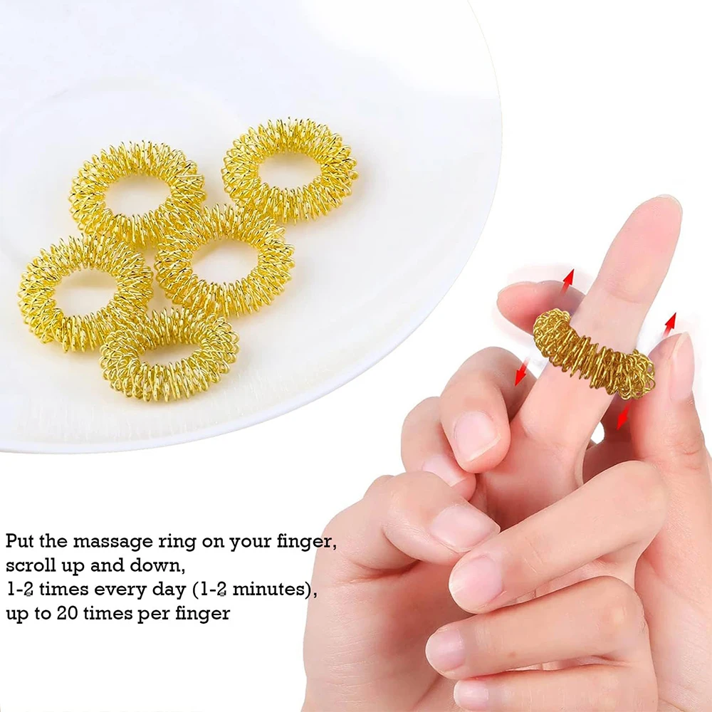 7/14Pcs Fingers & Wrist Massage Rings Set, Finger Acupressure Ring Finger Massage Ring for Finger Hand Wrist Massage Pain Relief