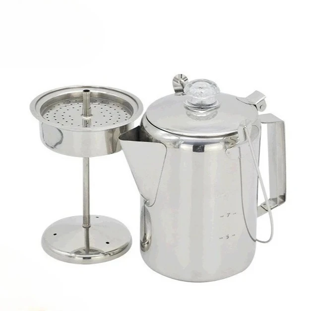 Stainless Steel Moka Pot Distillation Coffee Maker Portable Stovetop Brewer For Outdoor Camping Household Coffee Making Gear