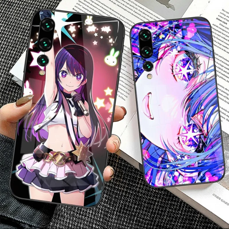 Anime Oshinoko Luxury Phone Case for Huawei P50 P40 P30 P20 Pro Mate 40 30 20 Pro Nova 9 8 7 PC Glass Phone Cover