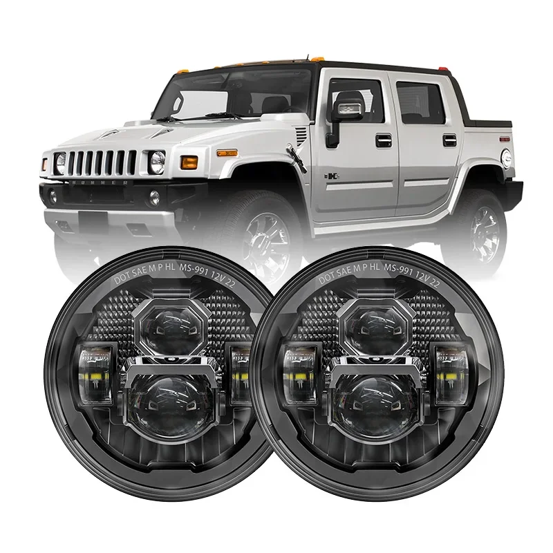 DOT 7 Inch Led Headlights for 2003-2009 Hummer H2 Accessories Led Lights for Hummer H3 H1 Parts for Defender Wrangler JK Lamp