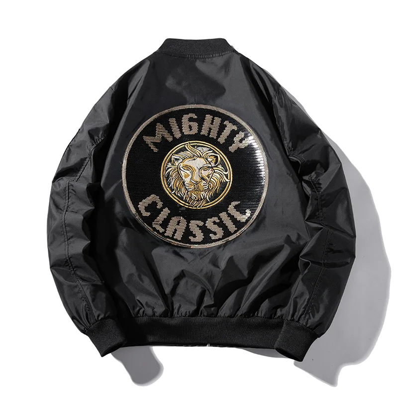 

Весенне-осенне-зимняя бейсбольная куртка с вышивкой и пайетками, модная свободная куртка-пилот, утепленное хлопковое пальто