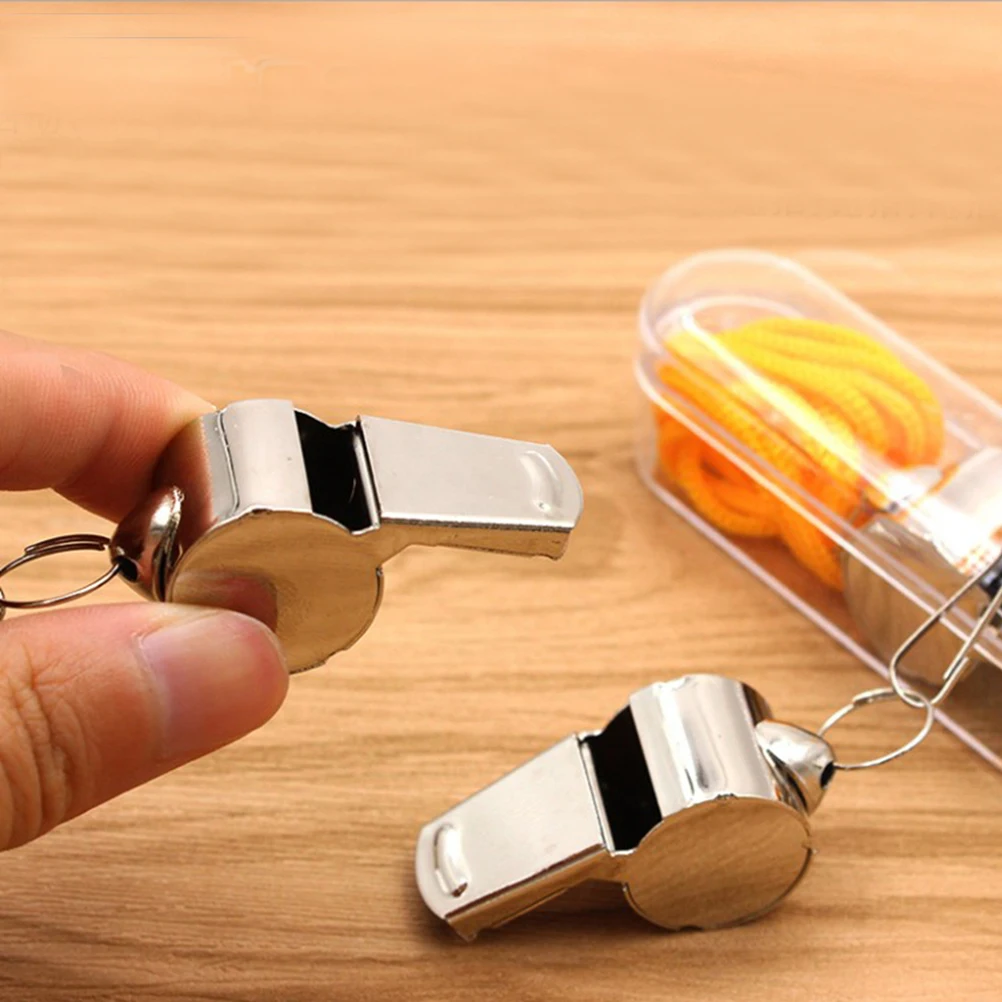 

3PCS Whistle Lanyard Stainless Steel Loud Emergency Survival Referee Sports Training Metal Whistles Keychain Outdoor