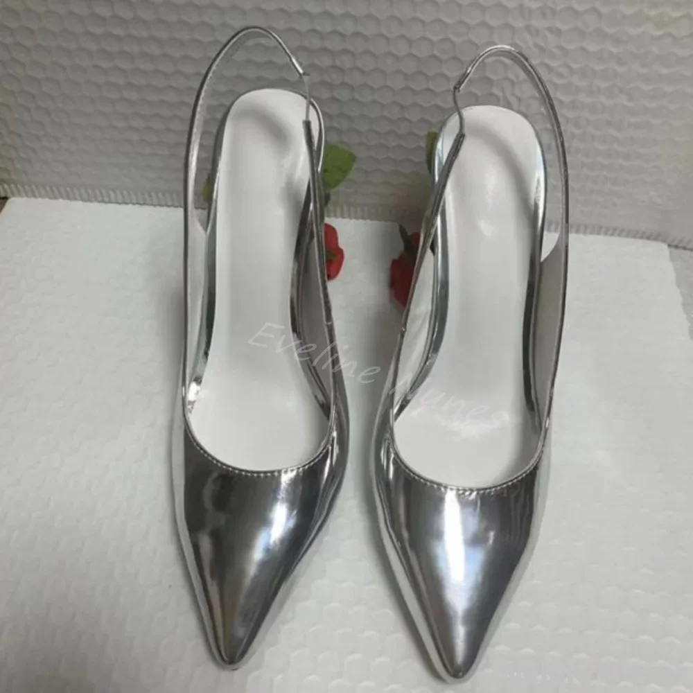 Sexy Red Rose High Heel Women Pointed Toe Shallow Hollow Back Strap Stiletto Heel Pumps 2025 New Elegant Party Catwalk Pumps