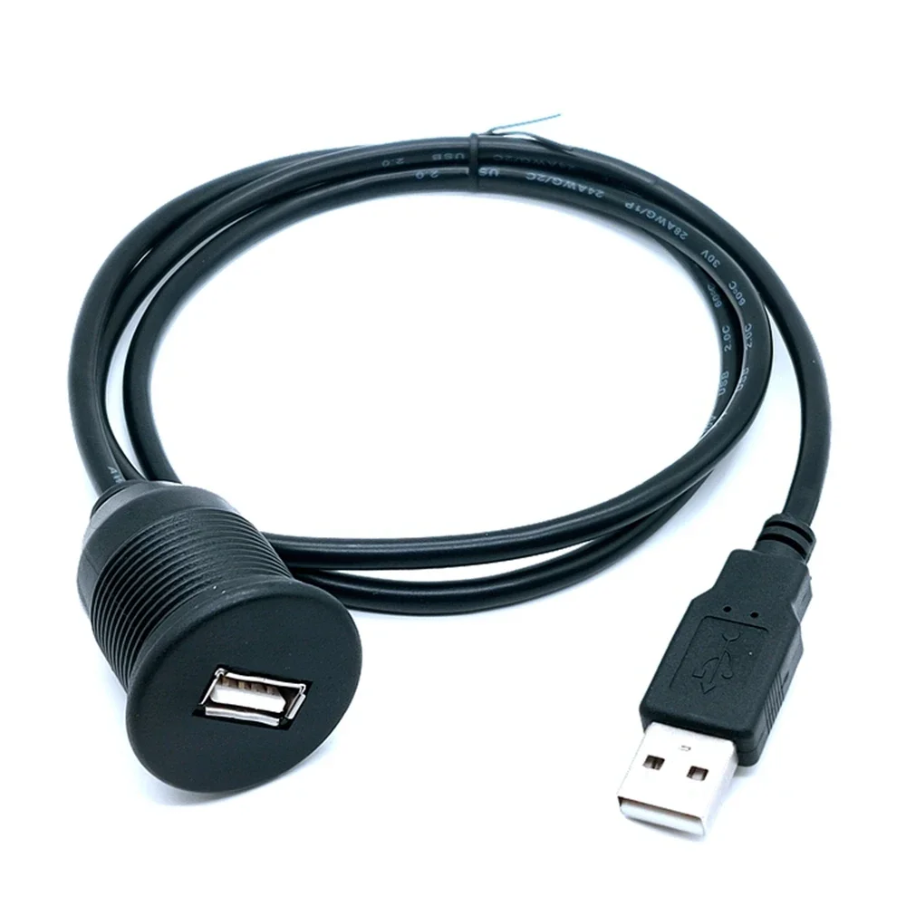 

Waterproof USB 2.0 Male to Female Flush Mount Car Extension Cable Wire Truck Boat Motorcycle Dashboard Dashboard Board Panel