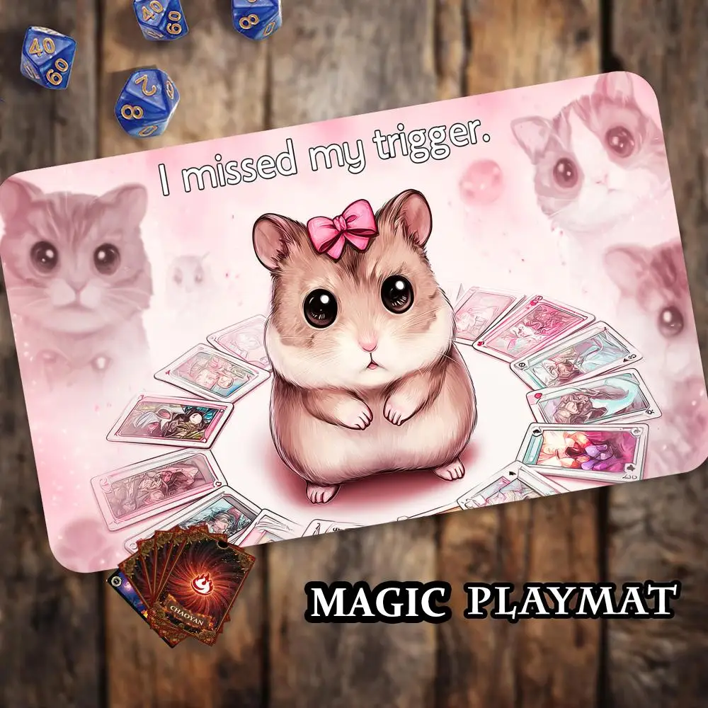 Cards and hamster TCG Playmat Magic Card Mat with Stitched Edge Non-Slip Durable Tabletop playmat Board Game Mat for TCG