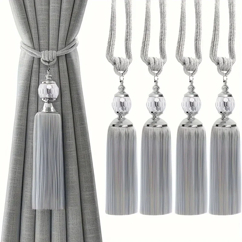 

2PCS Elegant Crystal Ball Tassel Curtain Tiebacks - 1pc, Luxurious Decor for Living Room & Bathroom Curtain clip Curtain clips