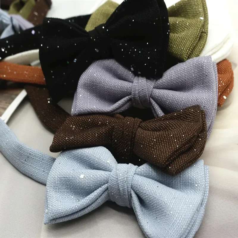 Retro cotton and linen bow tie men's Korean version of leisure wedding bride and groom bow stage suit pocket towel chest