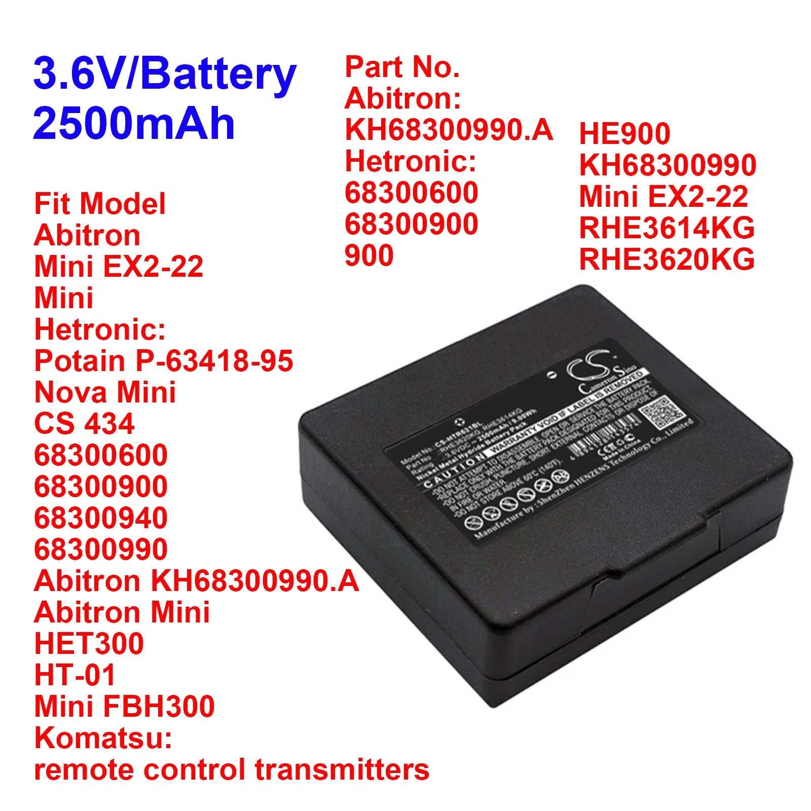 Battery For Abitron Mini,EX2-22 Komatsu Remote Control Transmitters Hetronic 68300600 68300900 68300940 Potain P-63418-9