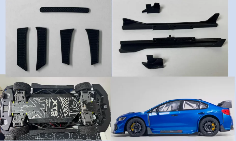 RC Drift Car Spoiler Side Skirt Splitter Glow Exhaust Light Decor Kit For 1/10 Rlaarlo XTS-S10 3D Printed Racing Upgrade Parts