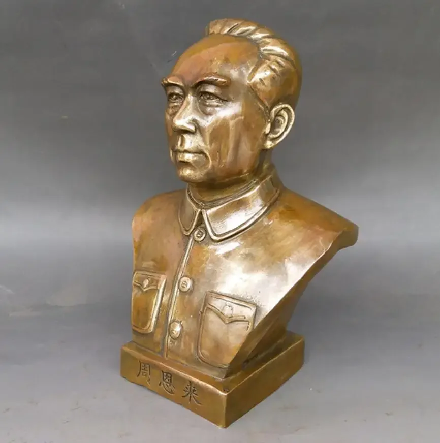 Handicraft ornaments of the head of Premier Zhou Enlai in pure copper