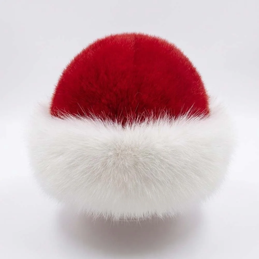 Faux Fur Christmas Fur Hat Thick Plush Fleece Lined Fluffy Trapper Cap Solid Color Round Top Plush Bucket Hats Holiday Travel