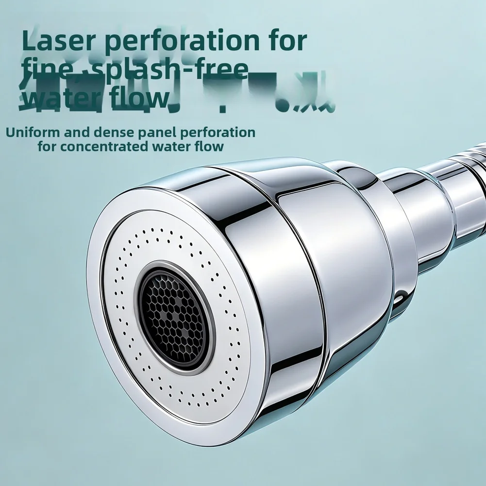 Stainless Steel and ABS Kitchen Faucet Extender with 360-Degree Rotation and Three Water Delivery Spray Capabilities