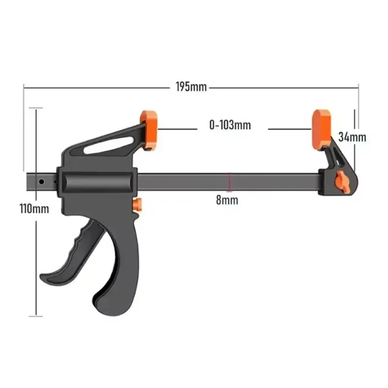 2/5PCS Woodworking Work Bar 4 Inch Clamp Clip Set Hard Quick Ratchet Release Clip DIY Carpentry Hand Tool Woodworking Clamp