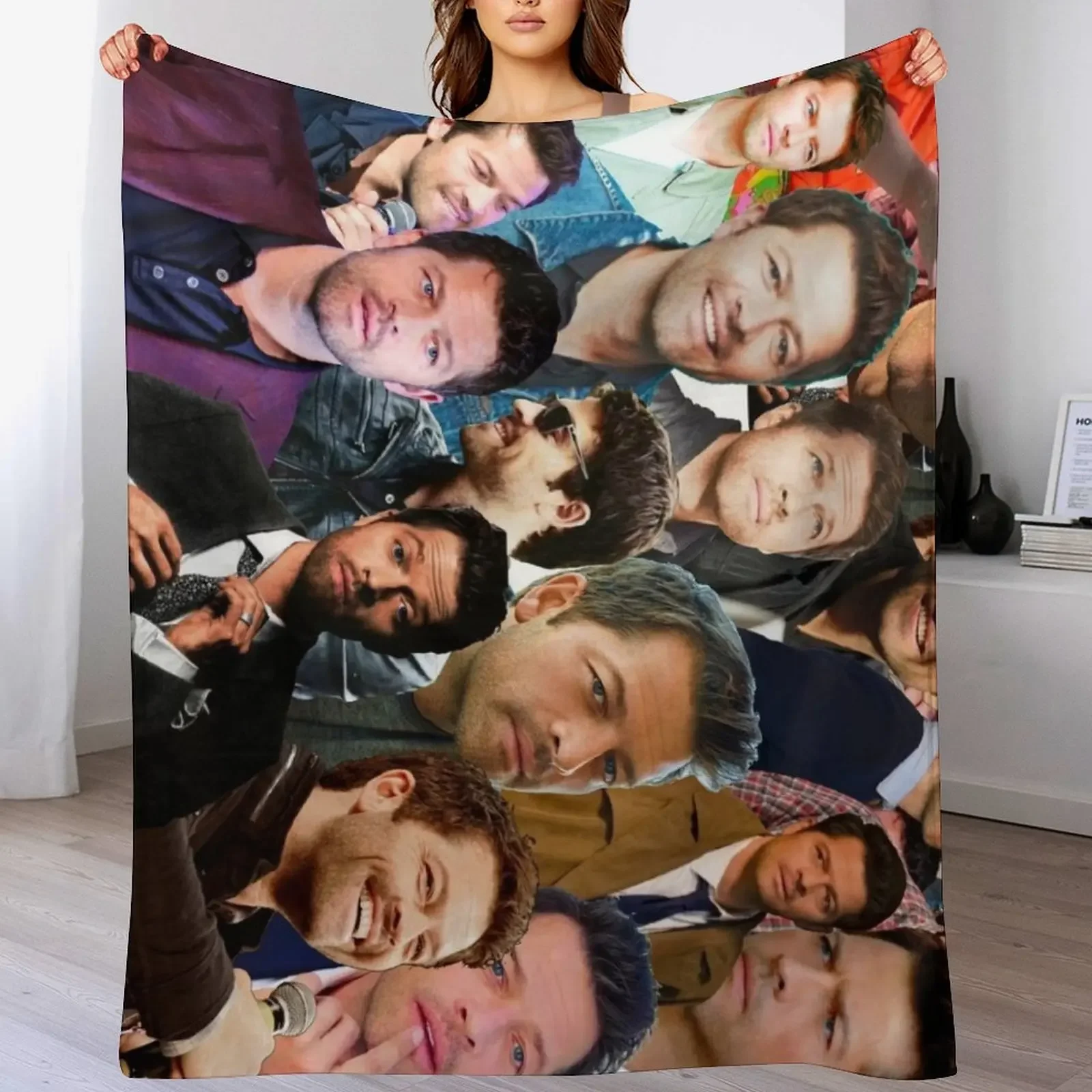 Misha Collins Photo Collage Throw Blanket Cozy Warm Blanket for Bed Room Decor