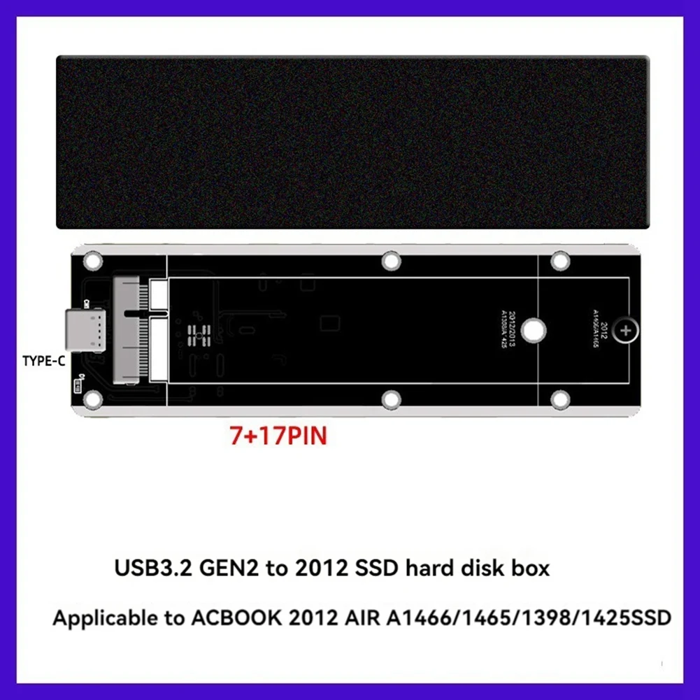 For Macbook 2012 Air A1425 A1398 A1465 A1466 SSD Case USB3.2 GEN2 6Gbps M.2 SATA SSD Box SSD Enclosure A-C Cable A002