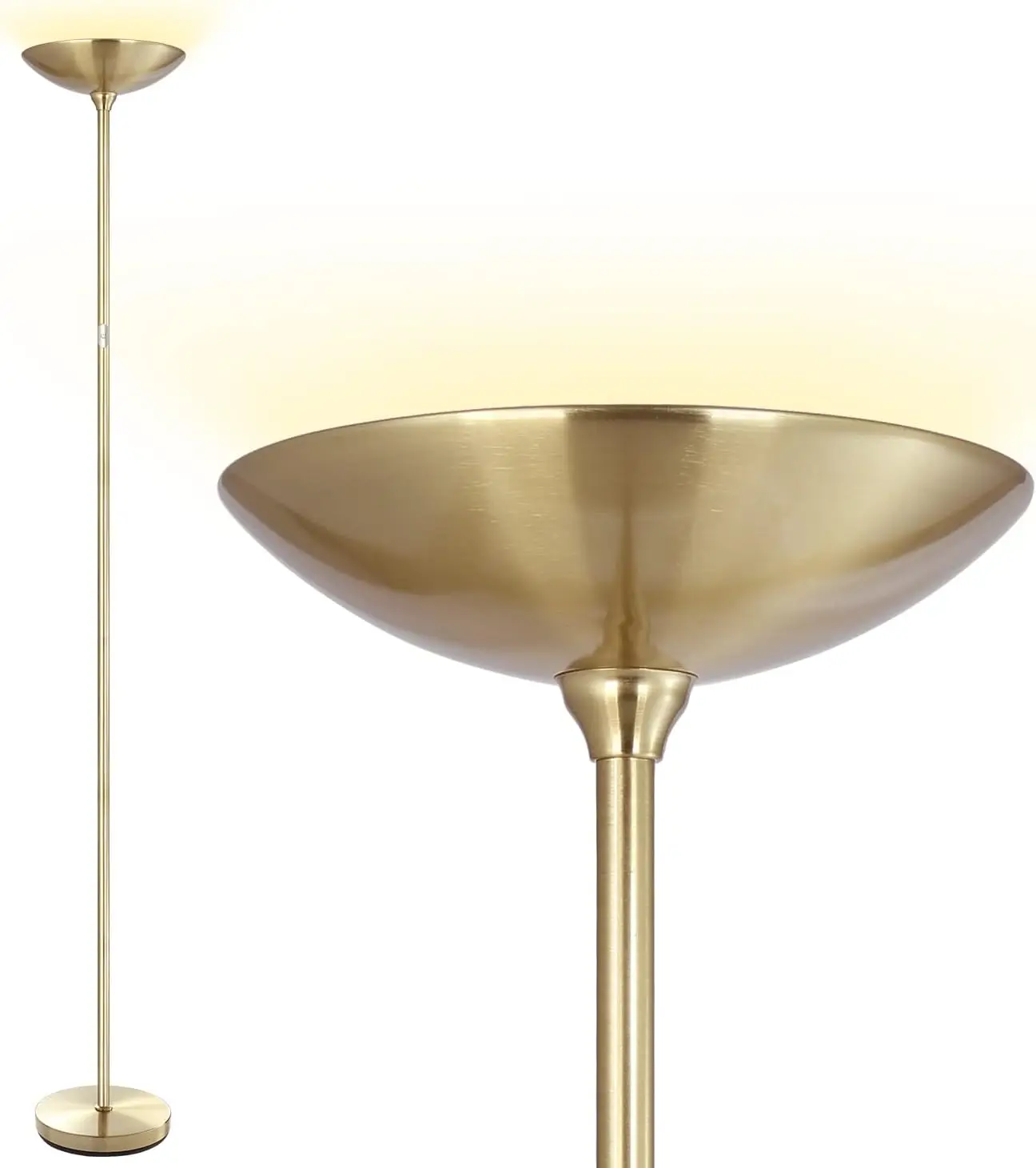 Floor lamp, floor lamp, 20W 2000LM LED high floor lamp, stepless dimming, touch control, 50000 hours service life, gold.