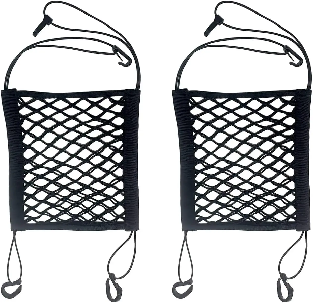 

2PCS Small Cargo Net for Motorcycle Helmet Storage, High-Elastic Double Layer Bungee Net with 8 Hooks for Bikes and Scooters