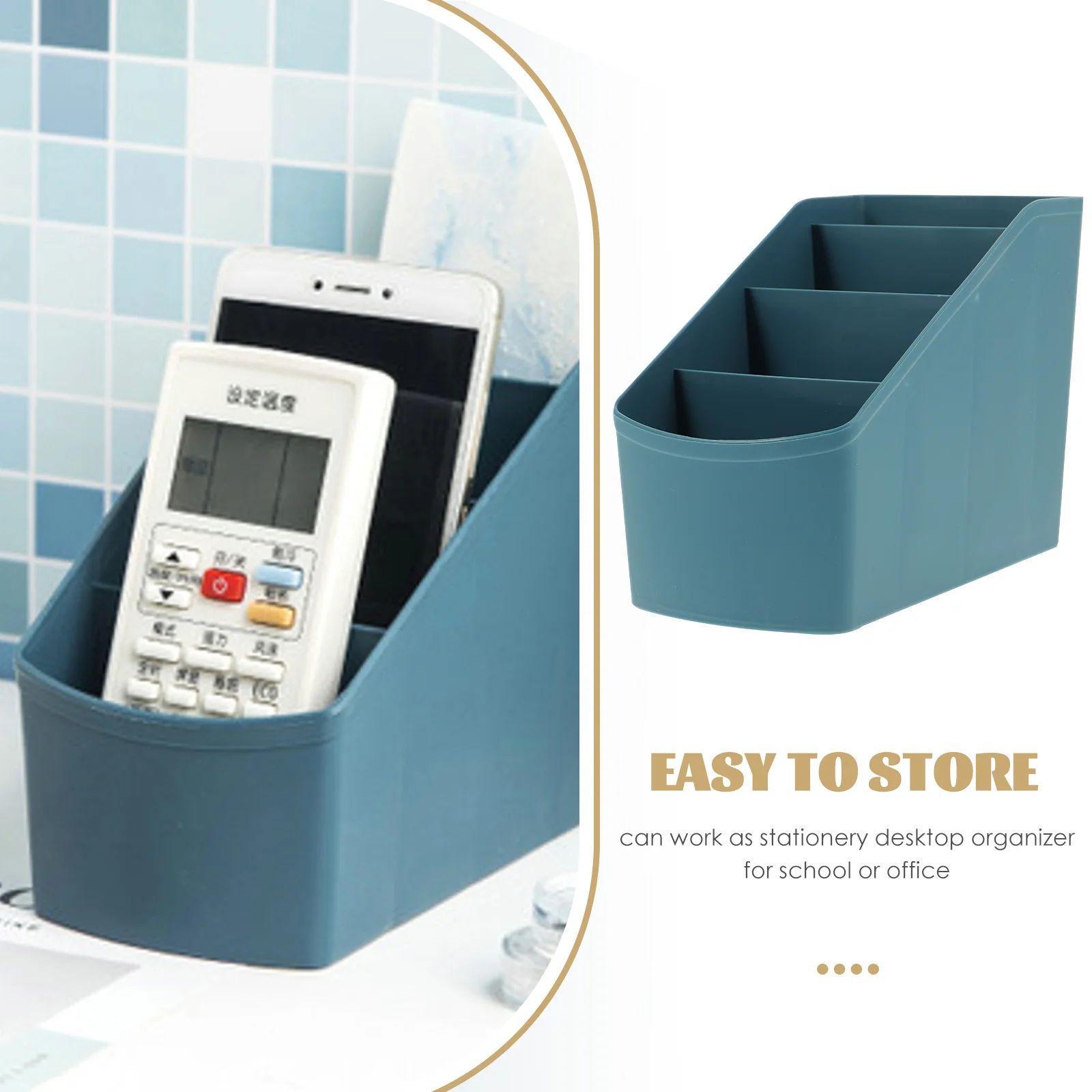 

Desktop Organizer 4 Compartments Storage Box Plastic Container Office Supplies Paper Pens Pencils Neat Tidy Desk Storage