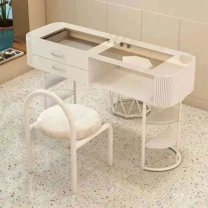 

Simple Luxury Nail Desk Glass Nordic Modern Exquisite Manicure Tables Design Beauty Manicure Tafel Salon Furniture HD50ZJ