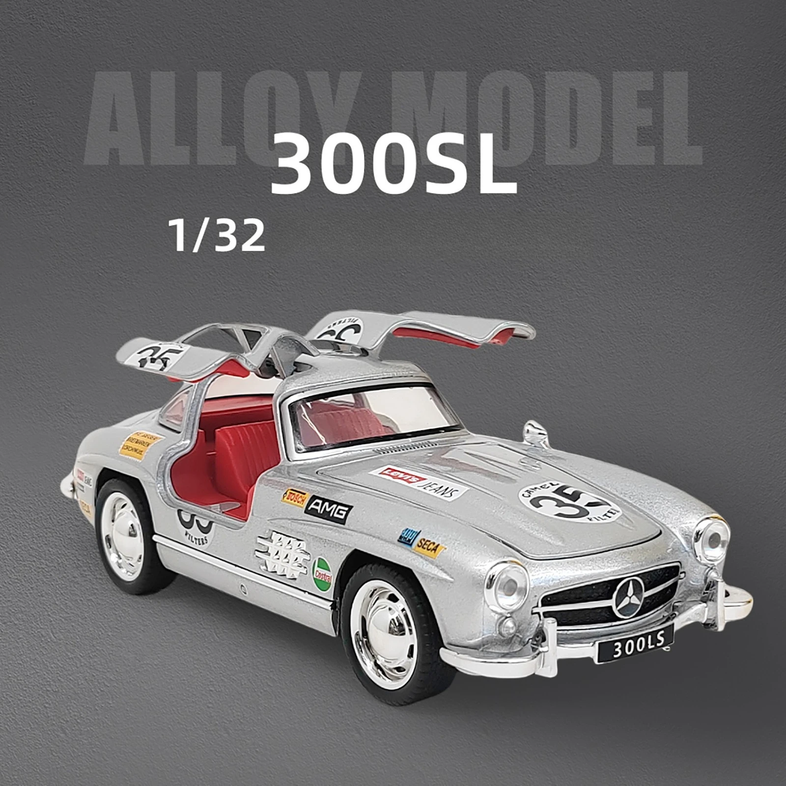 1:32 Benz 300SL 35 #   Vintage klassische Legierung Druckguss Modellauto Retro Oldtimer Hobby Sammlerstücke Rennspiele für Kinder Geschenke