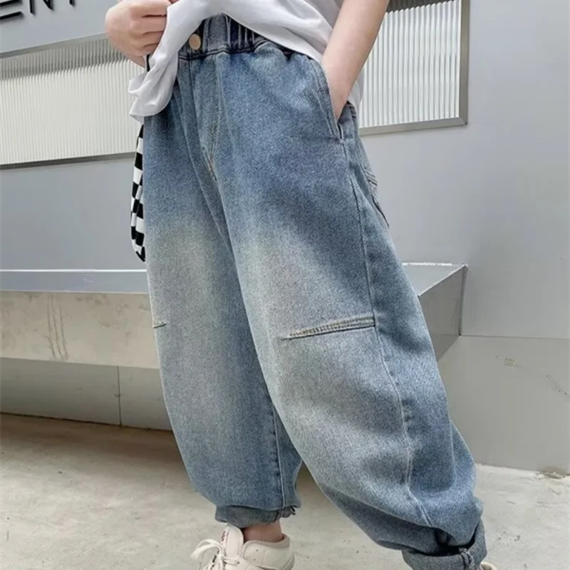 Boys Jean Pants Long Trousers Denim 2024 Stylish Spring Autumn Baby's Kids Teenagers High Quality School Children's Clothing