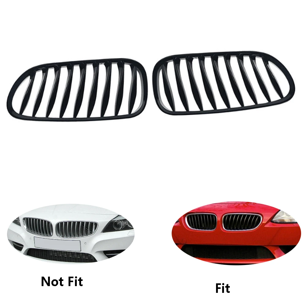 

1Pair Front Bumper Kidney Grille Hood Racing Grills Glossy/Matte Black For BMW Z4 E85 Coupe 2003-2007 51117117757 51117117758