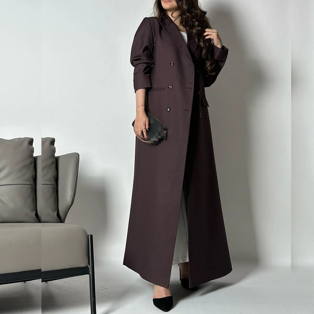 Blazer de trespassado feminino, lapela de pico, monocromático, elegante roupa de senhora do escritório, Abayas formal, luxo, alta qualidade