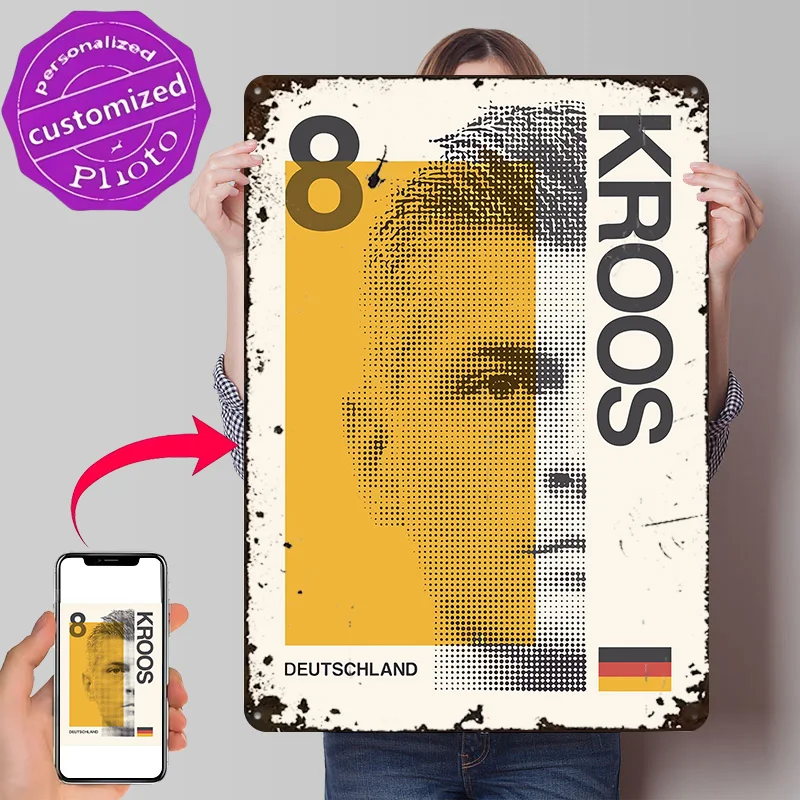 Toni Kroos Poster Retro 3D Printed Metal Signs Customized Wall Hanging Gift for Home Decor Accessories Living Room Decorations