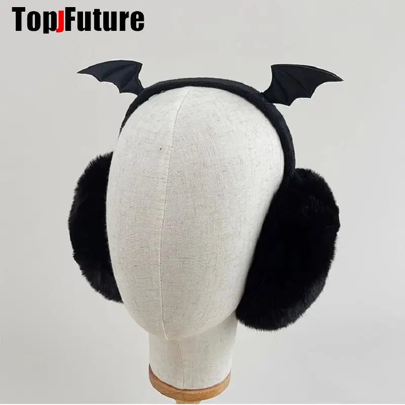 Earmuff ajustável com chifres para mulheres, aquecedor de orelhas, dobrável, gótico, presentes de Natal, meninas, inverno