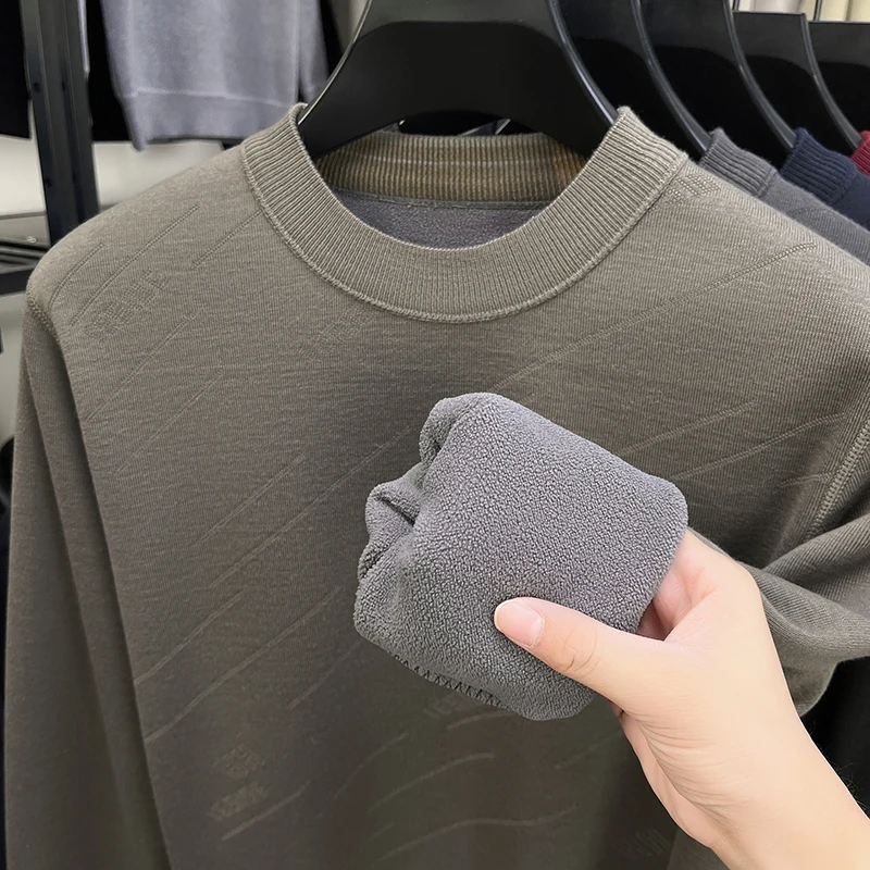 رجل جودة عالية طويلة الأكمام تريكو الصوف مبطن سميكة الخريف الشتاء الساخن الكورية نمط هود سترة موضة ملابس رجالية دافئة #2