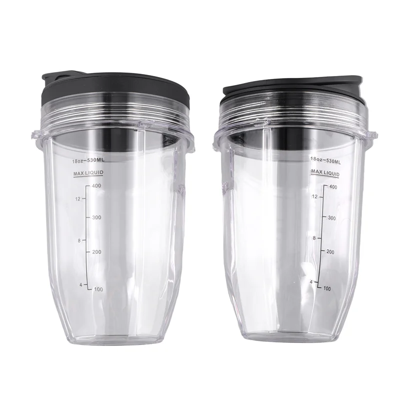 ABKR-For Nutri Ninja 18 Oz Cup With 2 Sealing Caps, Suitable For 900W/1000W NINJA Juicer Series Blender (2 Pack)