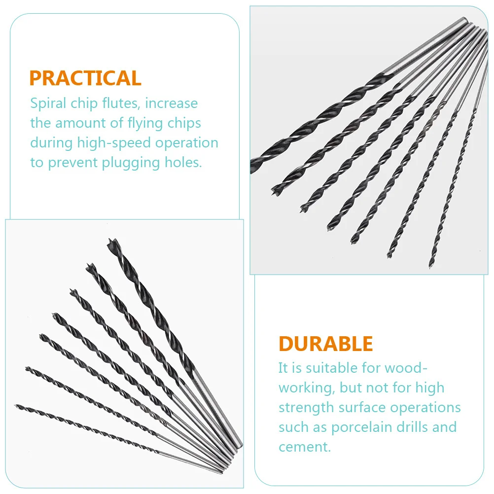 

1 Set Wood Drill Bit Set Three- Positioning Spiral Chip Flutes High Grade Steel For Plywood Hardwood Long Drill Bits