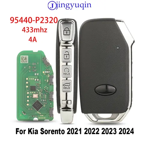 Jingyuqin 리모컨 자동차 키 433MHz 4A 칩 기아 소렌토 2021 2022 2023 2024 스마트 키 제어