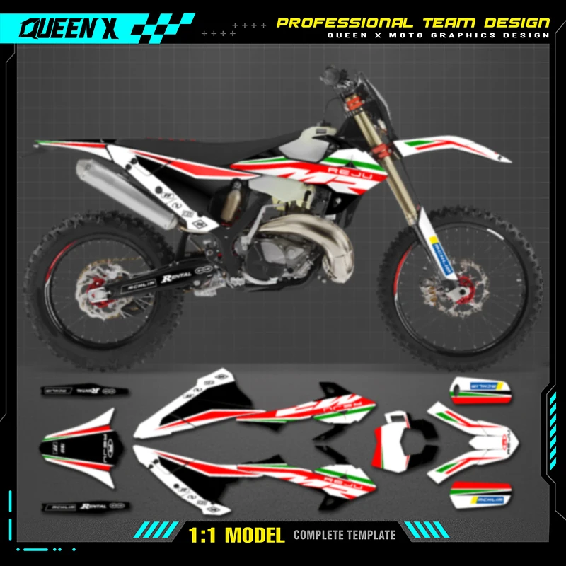 Queen X MOTOR Custom Team Graphics Backgrounds Decals  Stickers Kit For GASGAS GAS GAS Rieju 001