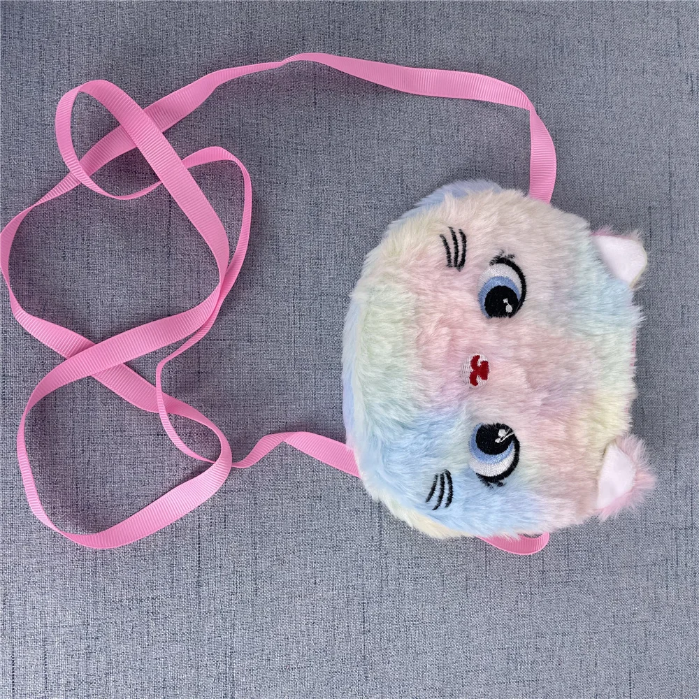 1X لون عشوائي، 13 * 12 سم حقيبة قطة قطيفة، حقيبة ماسنجر، محفظة حقيبة العملات المعدنية #3