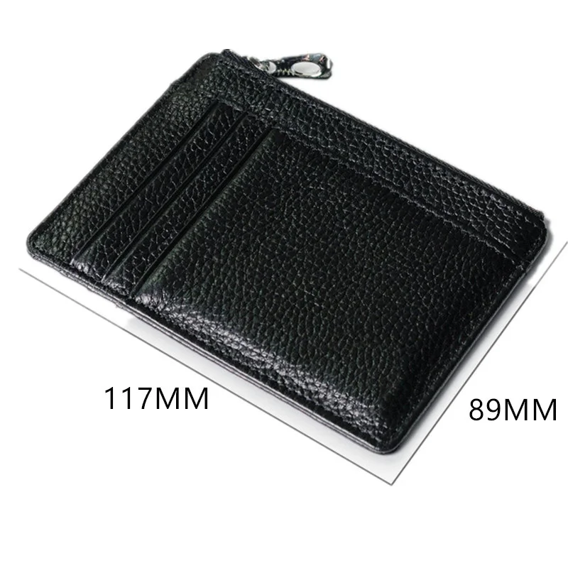 Slim Bank Credit Card Holder Top Layer Leather Thin ID Cards Coin Pouch  Women Case Bag Wallet Organizer Men Business Card Cover