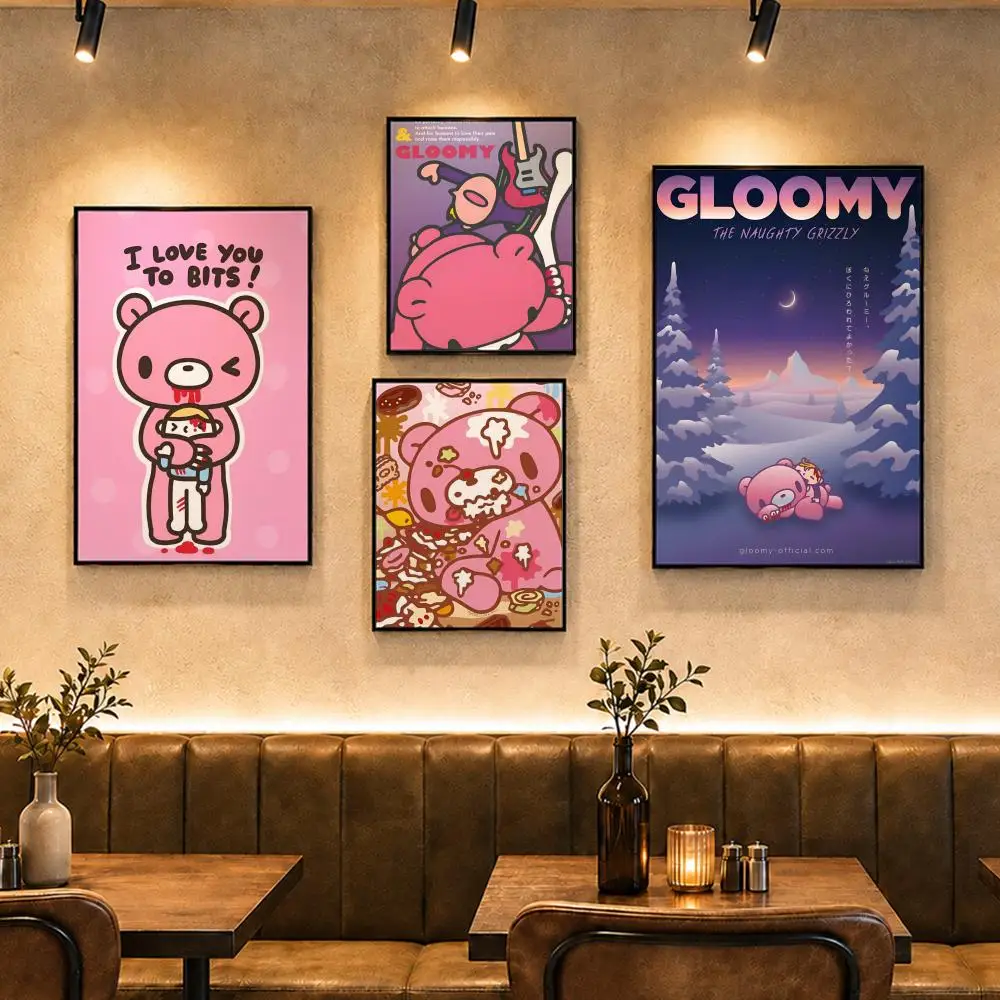 Cute Character G-Gloomy BearS Poster Vintage Retro Anime Poster Stickers Peel and Stick Wall Art Home Decor