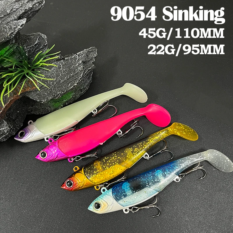 

22g 38g Artificial Soft Bait with Jig Head Jigging Soft Lure Rubber Pesca Fishing Bass Lures Swim Bait with T Tail Jigging Lure