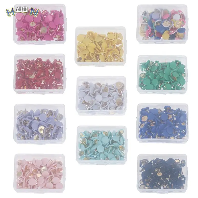 Hot sale 100pcs Round Shape Push Pins Thumb Tacks Notice Board Cork Paper Map Thumb Tacks Point Office binding supply