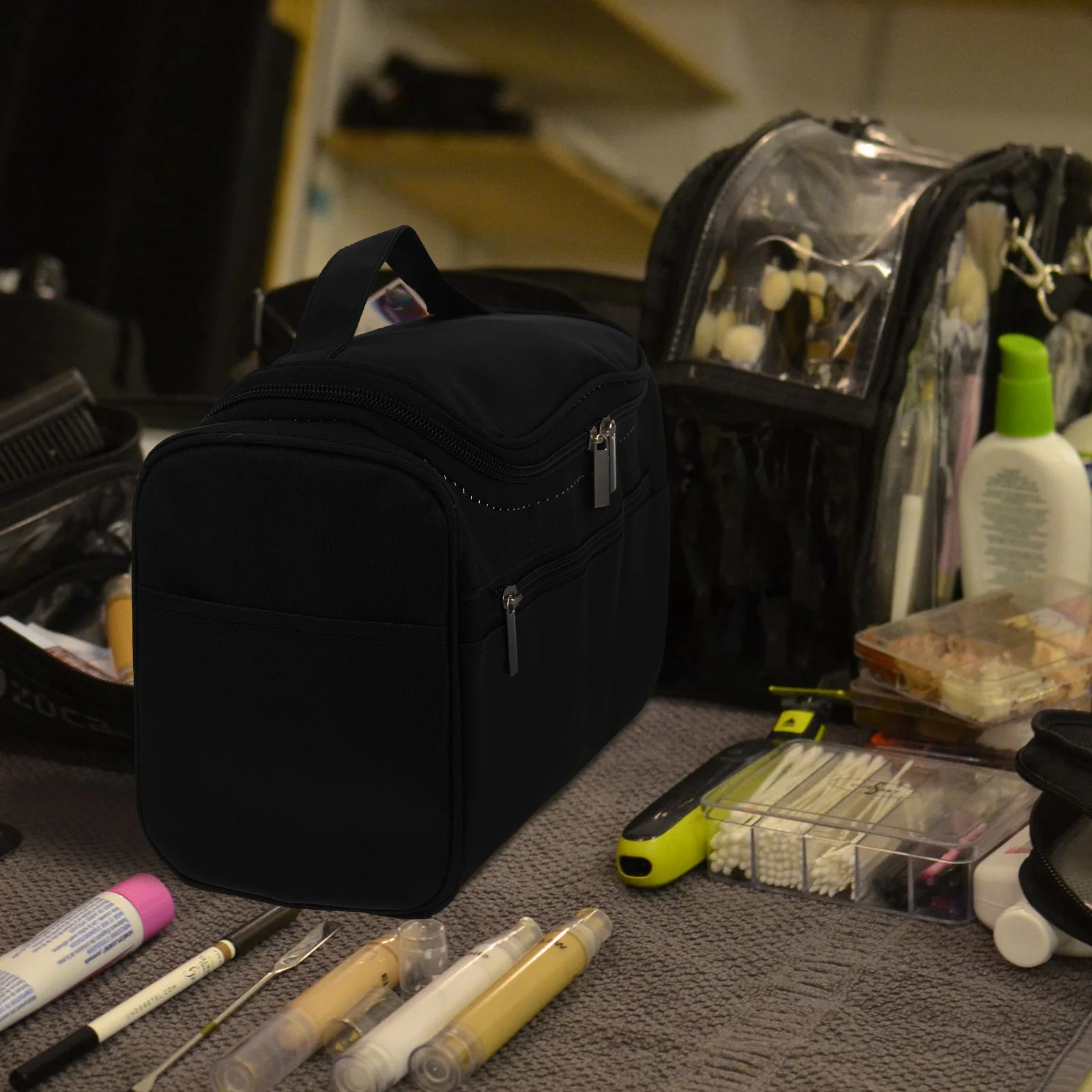 

Durable Wear-Resistant Toiletry Bag Polyester Storage Bag Travel Organizer Handle Waterproof Skincare Makeup Carrier