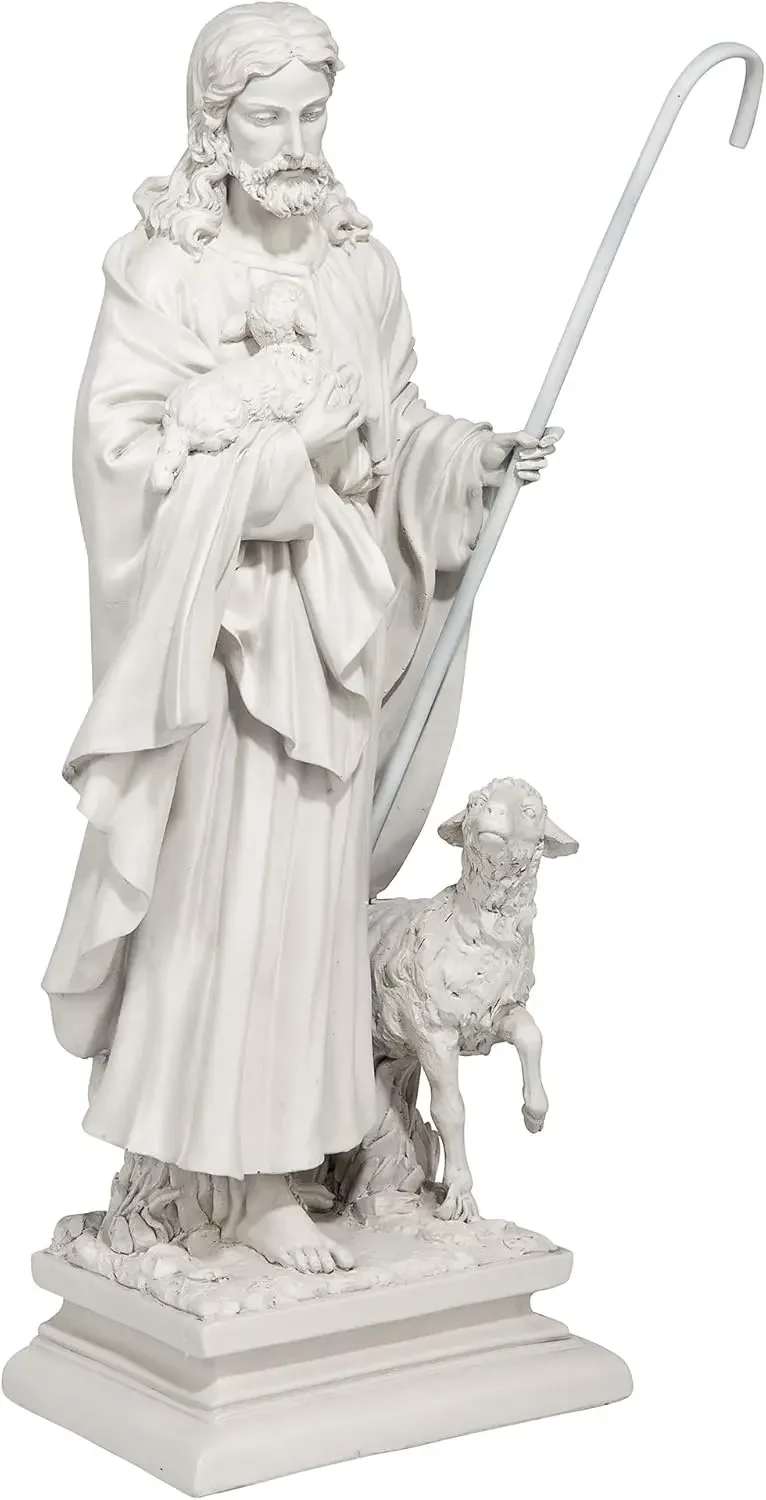 Design Toscano EU1785 Jesus The Good Shepherd Religious Garden Statue, 12 Inches Wide, 8 Inches Deep, 28 Inches High, Antique St