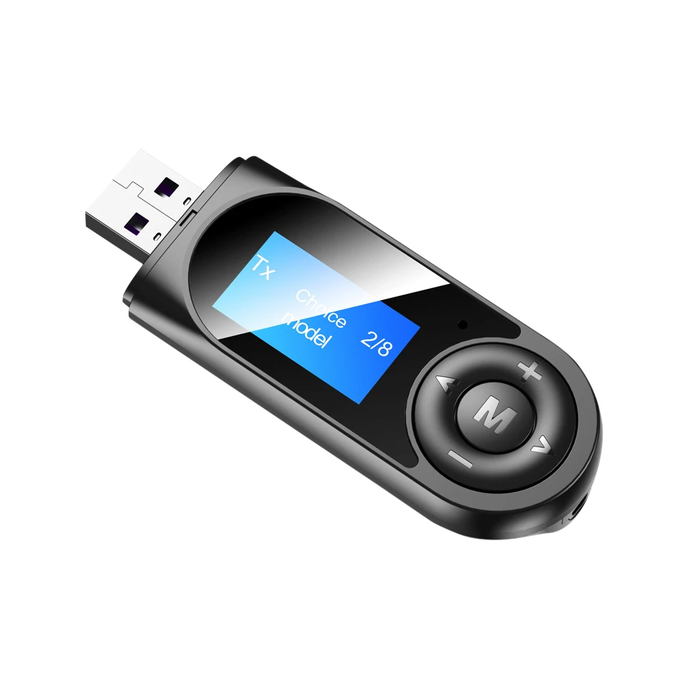 3.5 AUX Bluetooth 5.0 Adapter Wireless USB Bluetooth-co Receiver Music Audio Transmitter for PC TV Car AUX Adaptador LCD Display