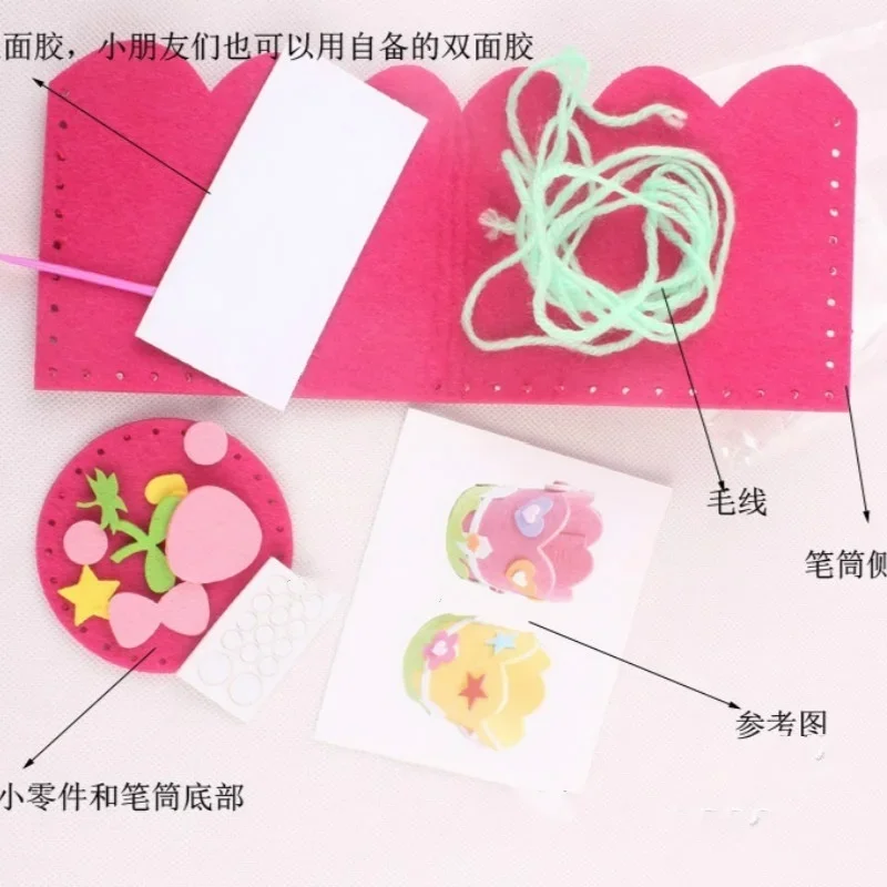 Creative Non Woven Felt Brush Holder Pouch DIY Handmade Paste Craft Storage Organizer For Kindergarten Early Education Art Tools
